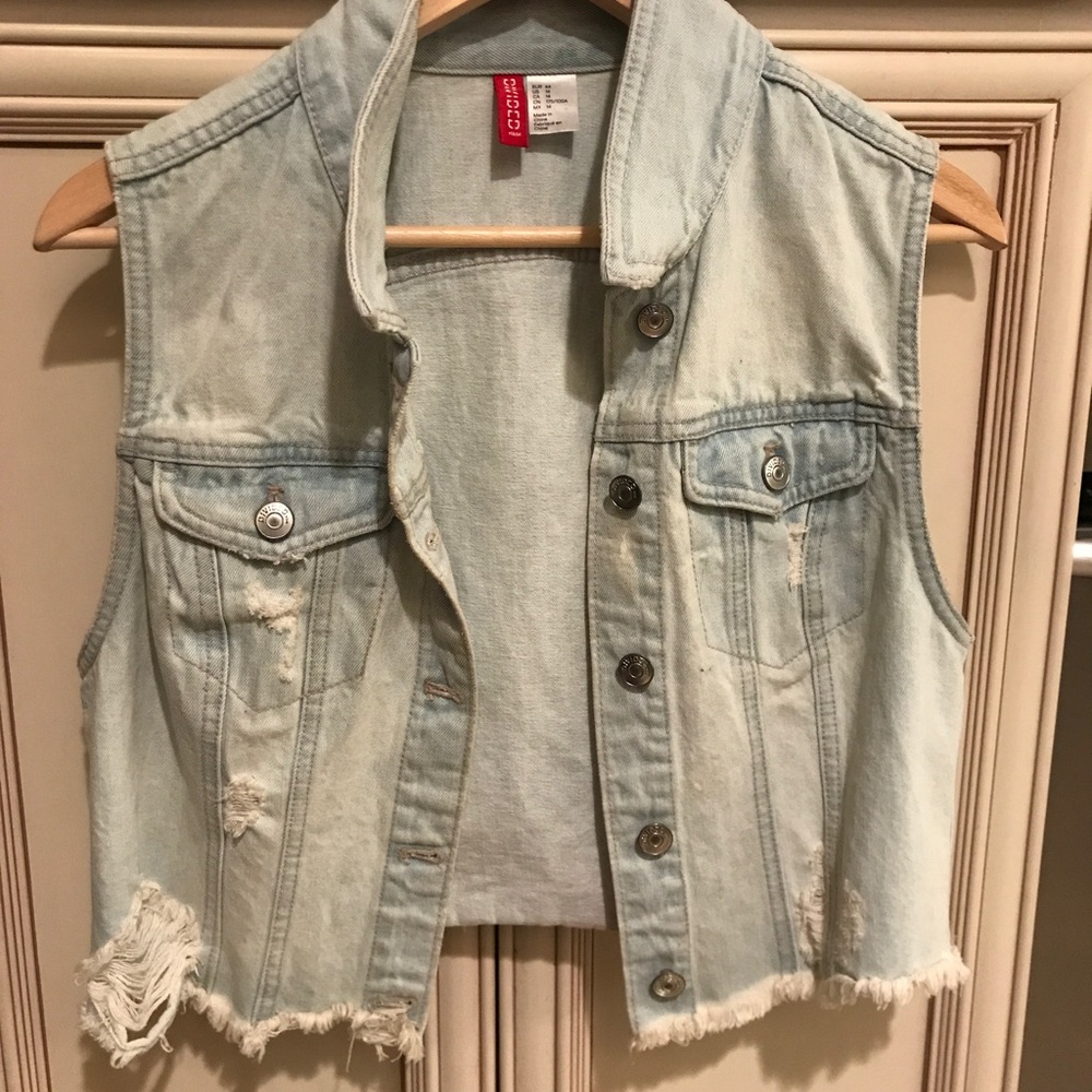 Light denim ripped h&m vest